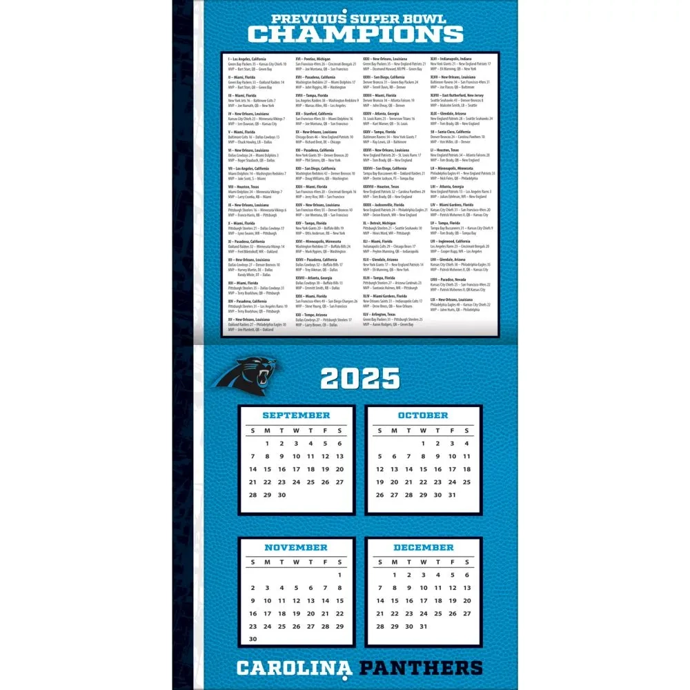 NFL Carolina Panthers 2026 Wall Calendar Calendars