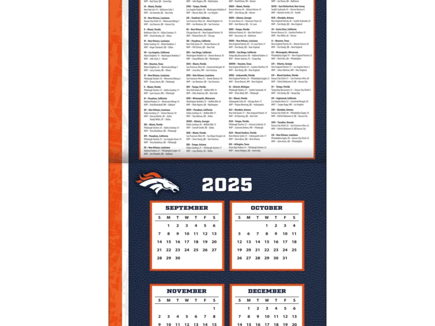 NFL Denver Broncos 2026 Wall Calendar Online Only