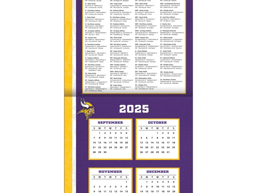 NFL Minnesota Vikings 2026 Wall Calendar