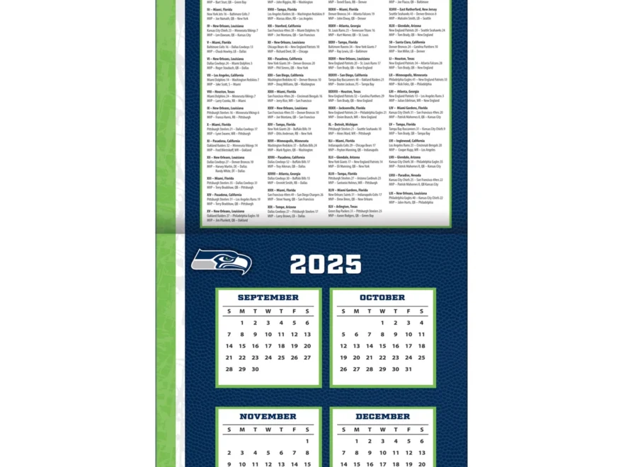 NFL Seattle Seahawks 2026 Wall Calendar