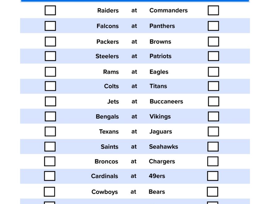 NFL Week 3 Pick Em Sheet Free Printable Schedule And Betting