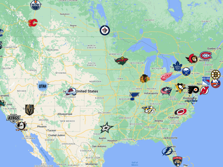 NHL Map Teams Logos Sport League Maps
