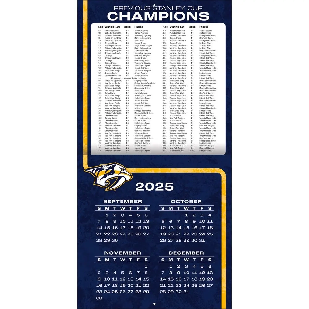 NHL Nashville Predators 2026 Wall Calendar Calendars NHL Nashville Predators 2026 Wall Calendar Calendars