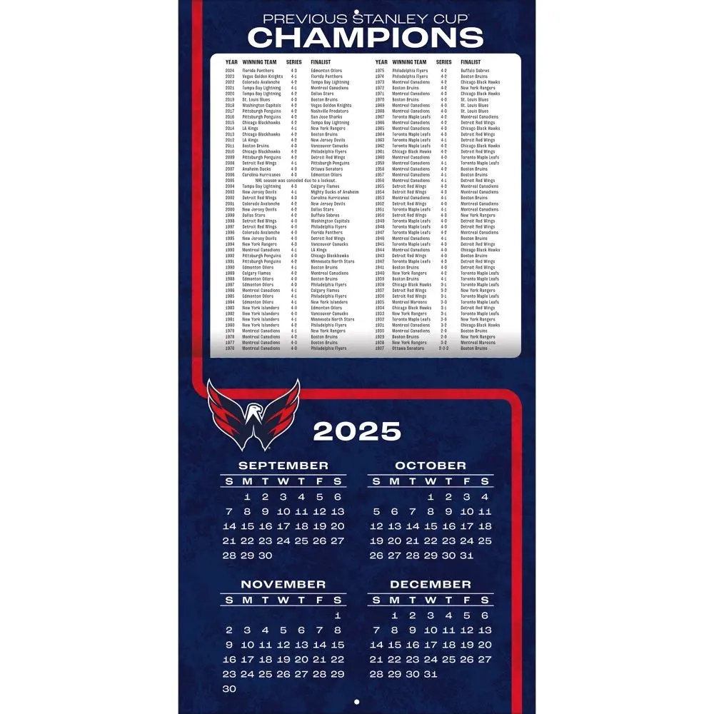 NHL Washington Capitals 2026 Wall Calendar Calendars NHL Washington Capitals 2026 Wall Calendar Calendars