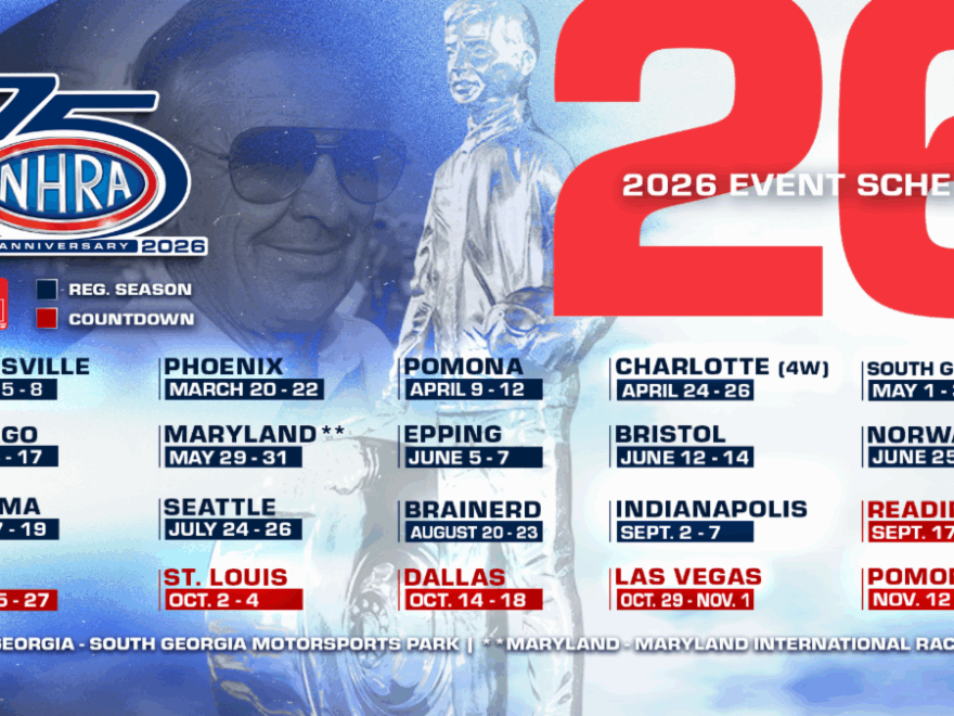 NHRA 2026 Schedule For 75th Anniversary Season Dragbike