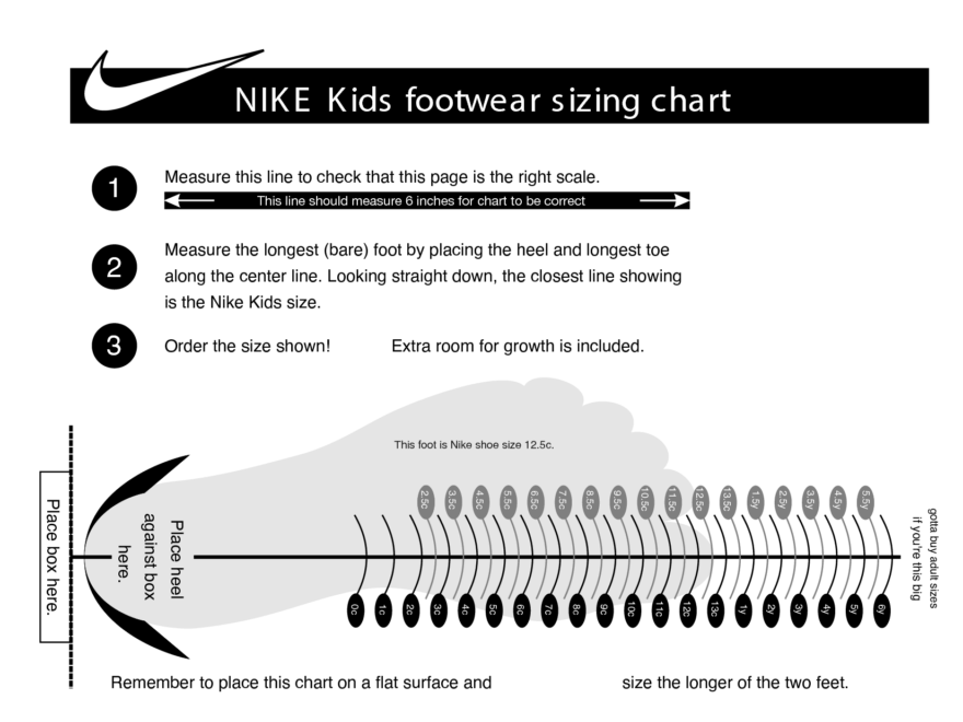 Nike Shoe Size Chart Nike Size Y Printable Shoe Nike Kid Shoe Size
