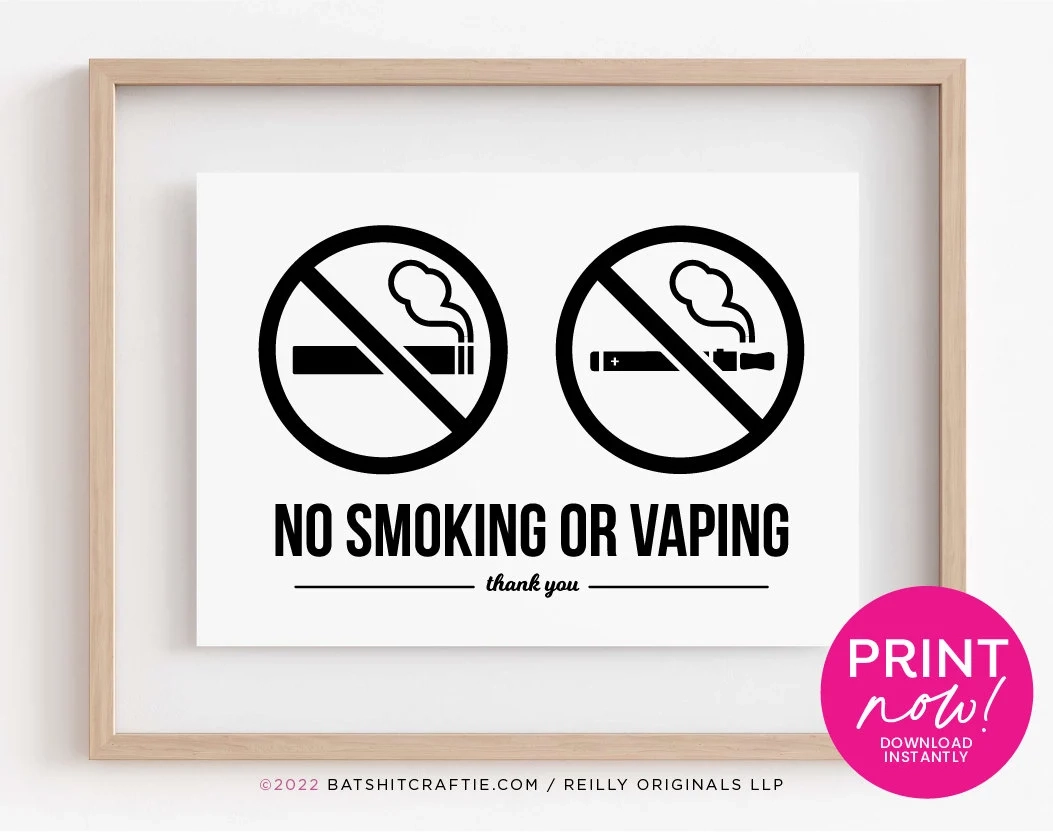No Smoking Or Vaping Printable Sign Sofortiger Digitaler No Smoking Or Vaping Printable Sign Sofortiger Digitaler