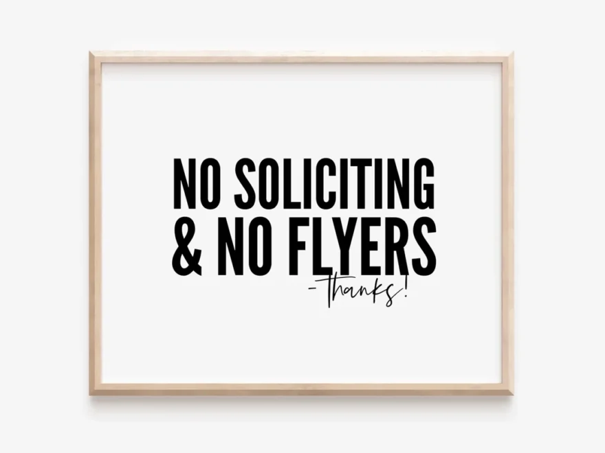 No Soliciting amp No Flyers Sign Digital Printable Front Door