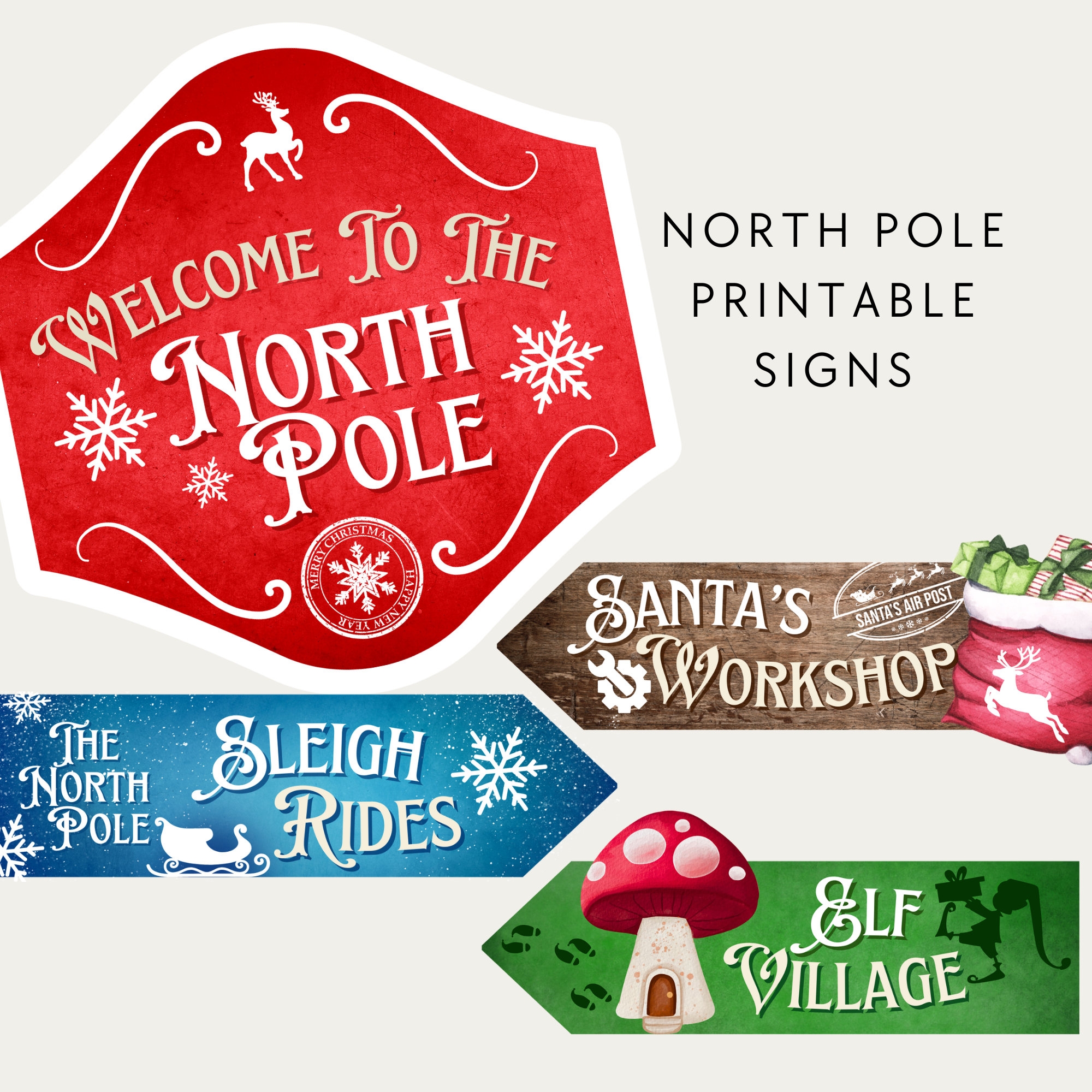 North Pole Signpost Printable North Pole Sign North Pole 