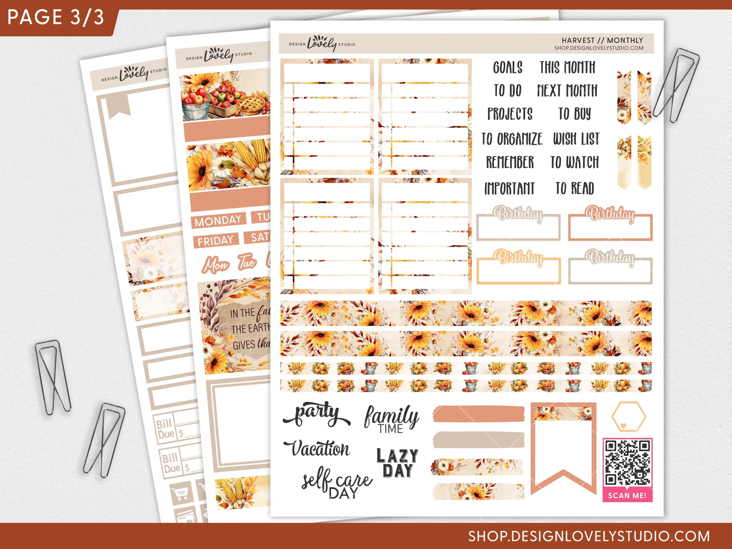 November Calendar Planner Printable Stickers