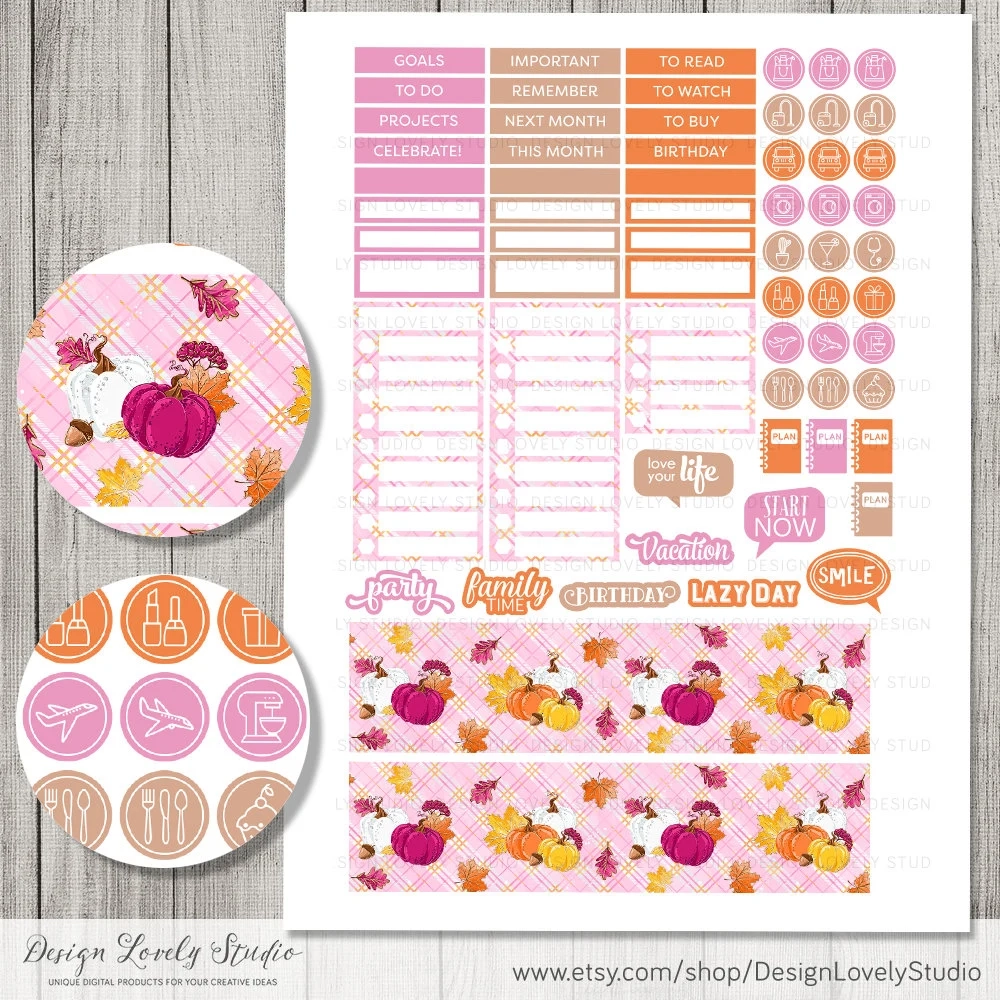 NOVEMBER Planner Stickers Printable Happy Planner Stickers Thanksgiving Planner Stickers November Stickers Kit Cut Files HPMV191 Etsy
