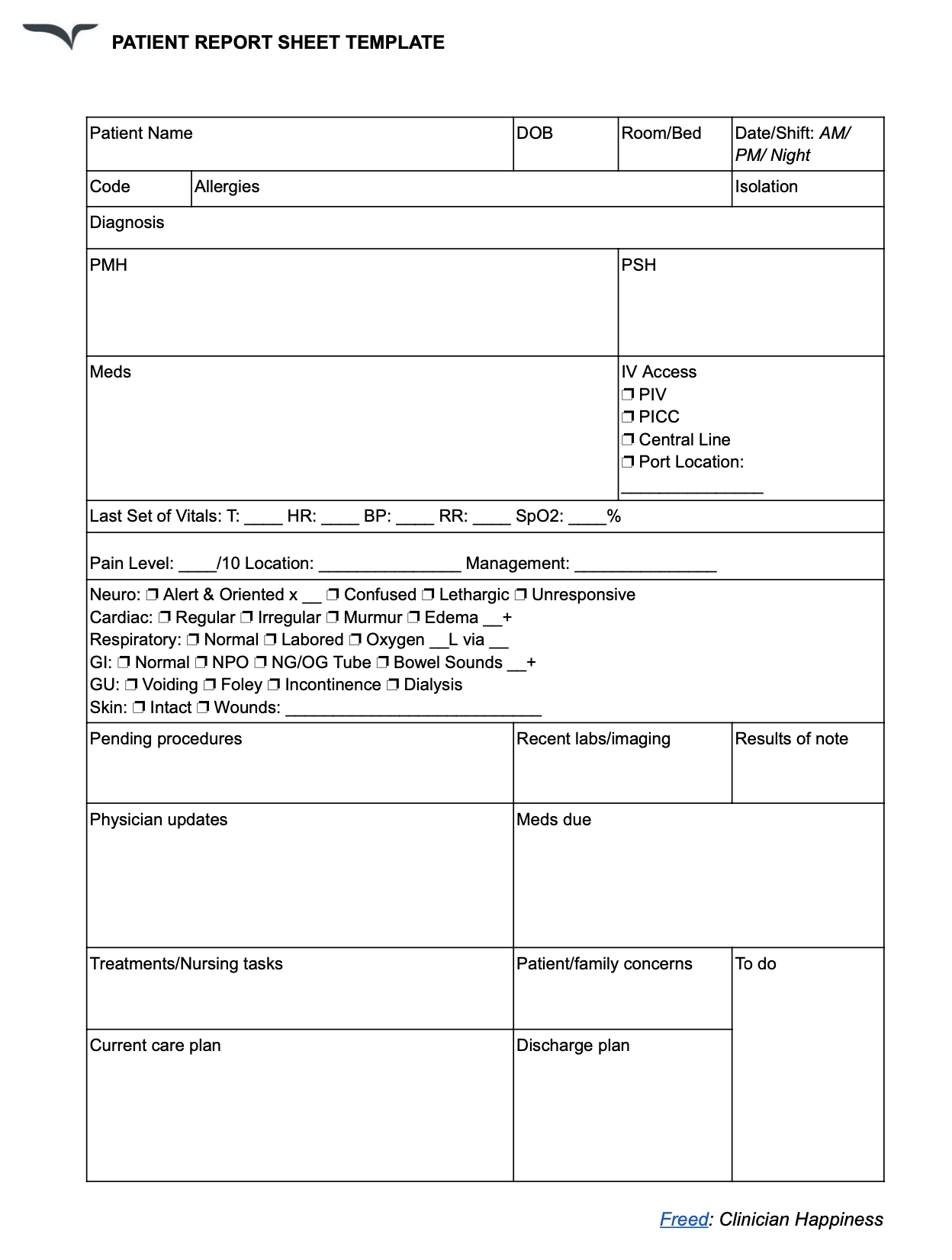 Nursing Report Sheet Template Free Download Nursing Report Sheet Template Free Download
