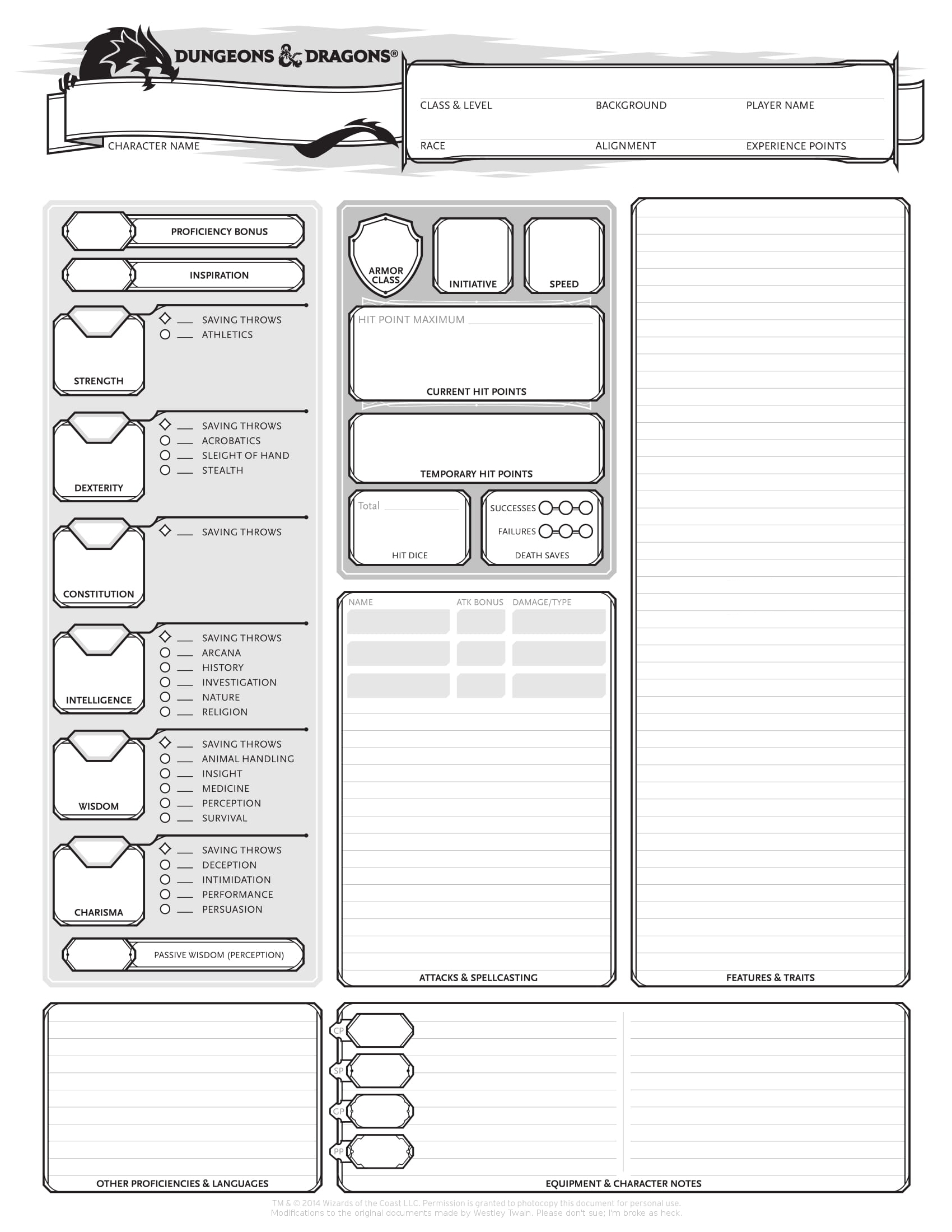 OC My Take On A Custom First Page Of A 5e Character Sheet R DnD