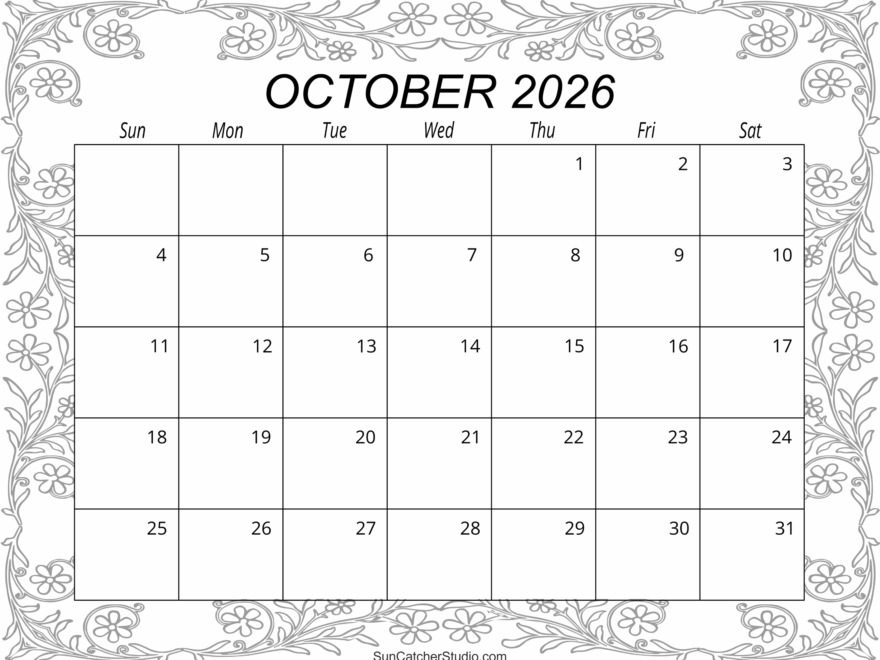 October 2026 Calendar Free Printable Free Printables