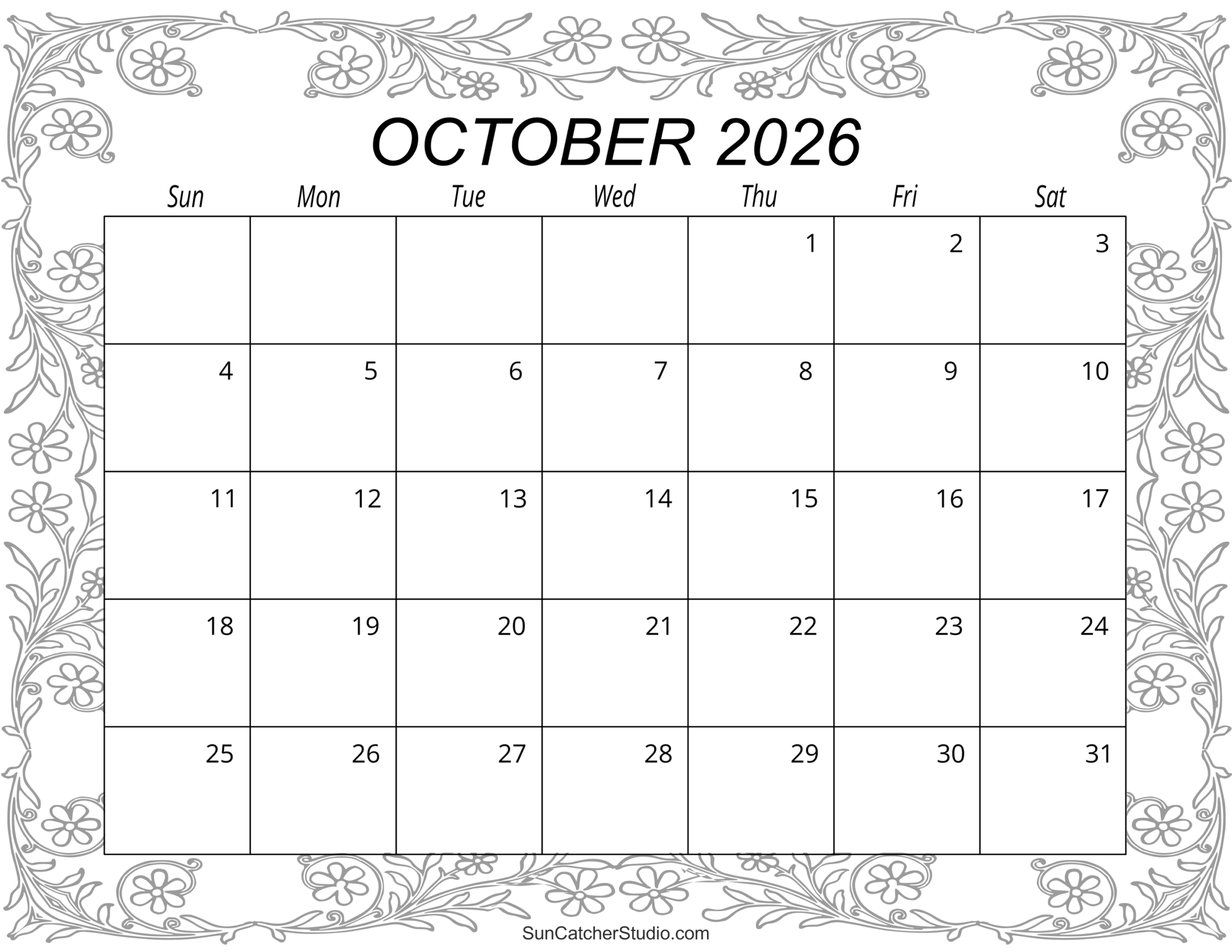 October 2026 Calendar Free Printable Free Printables 