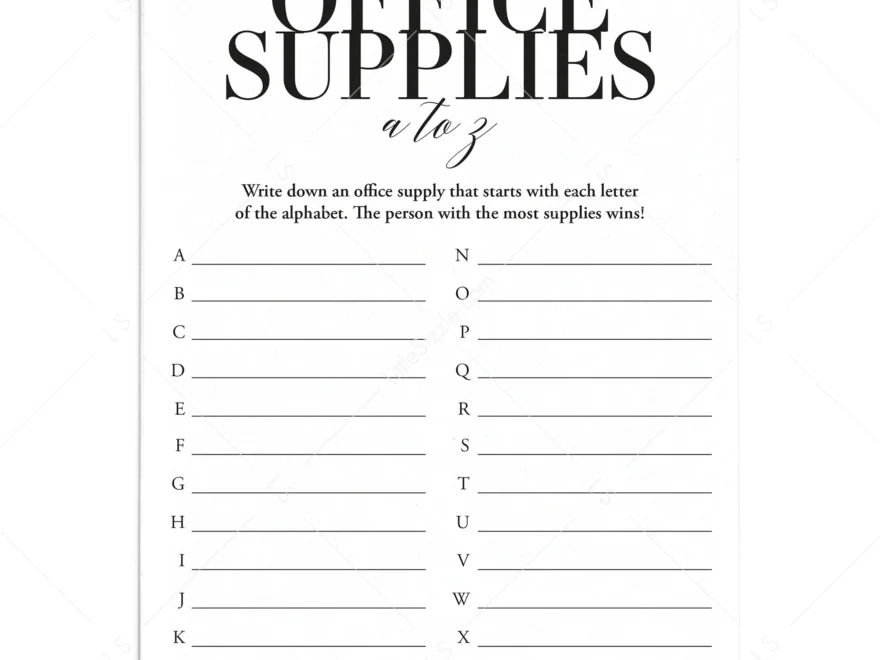 Office Supplies A To Z Game Printable Instant Download LittleSizzle
