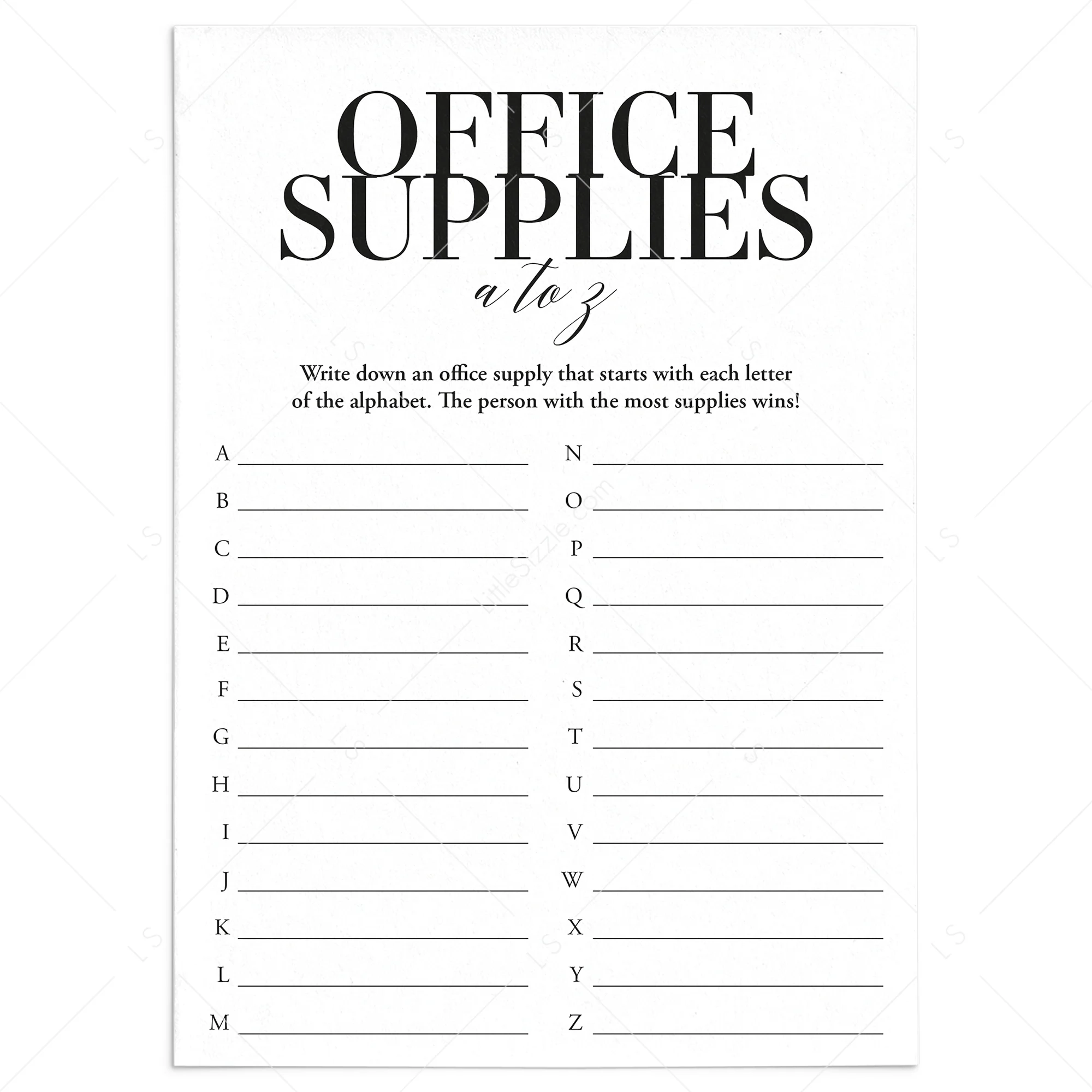 Office Supplies A To Z Game Printable Instant Download LittleSizzle Office Supplies A To Z Game Printable Instant Download LittleSizzle