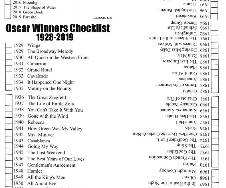 Oscar Winners Best Picture 1928 2019 Techy Mommy