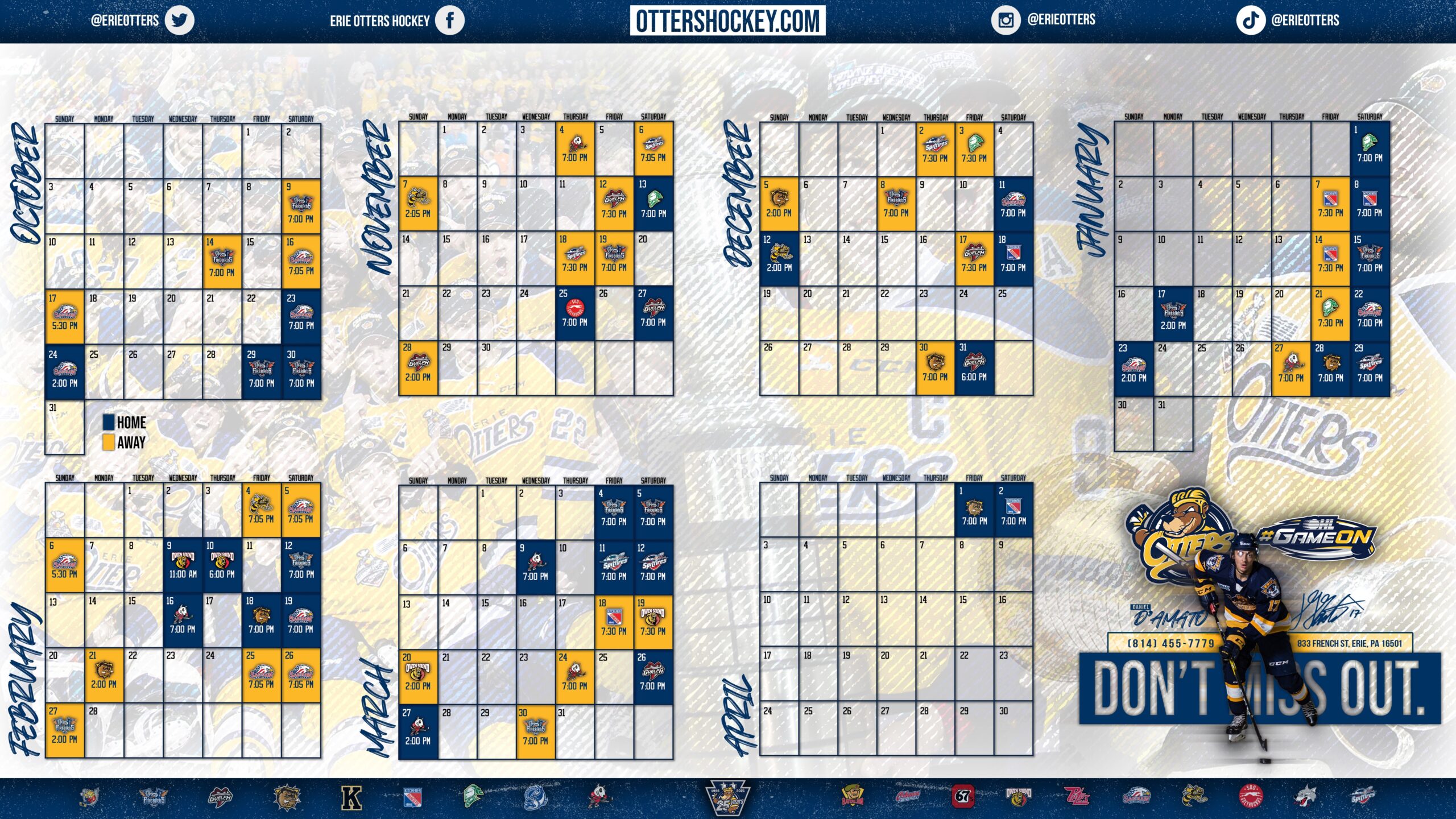 Erie Otters Printable Schedule Erie Otters Printable Schedule