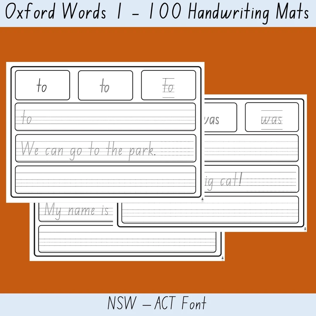 Oxford Word List 1 100 NSW ACT Font Writing Word Mat List Home Distance Remote Etsy