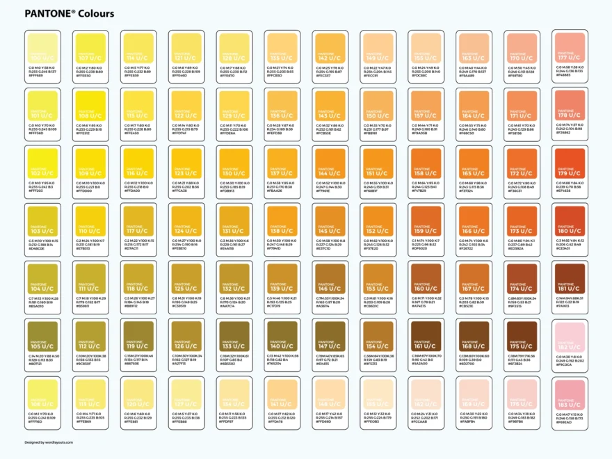 Pantone Color Chart With Codes PDF Illustrator WordLayouts