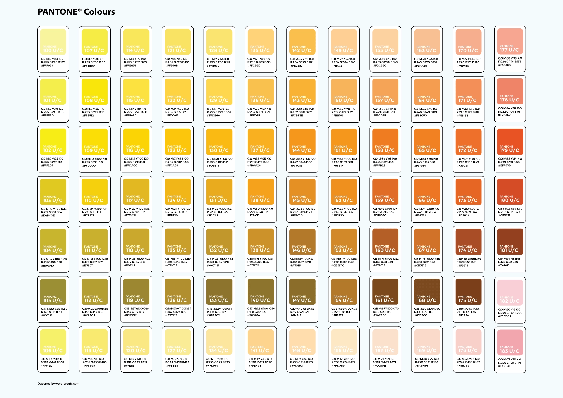 Pantone Color Chart With Codes PDF Illustrator WordLayouts