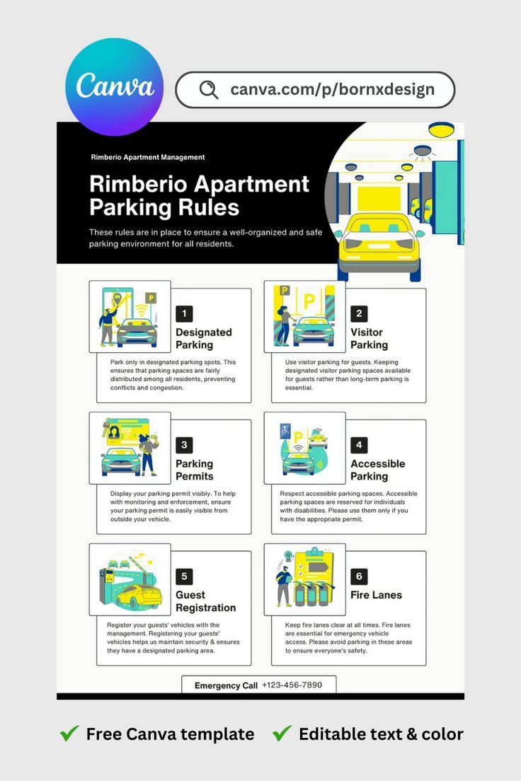 Parking Rules Infographic Poster Template