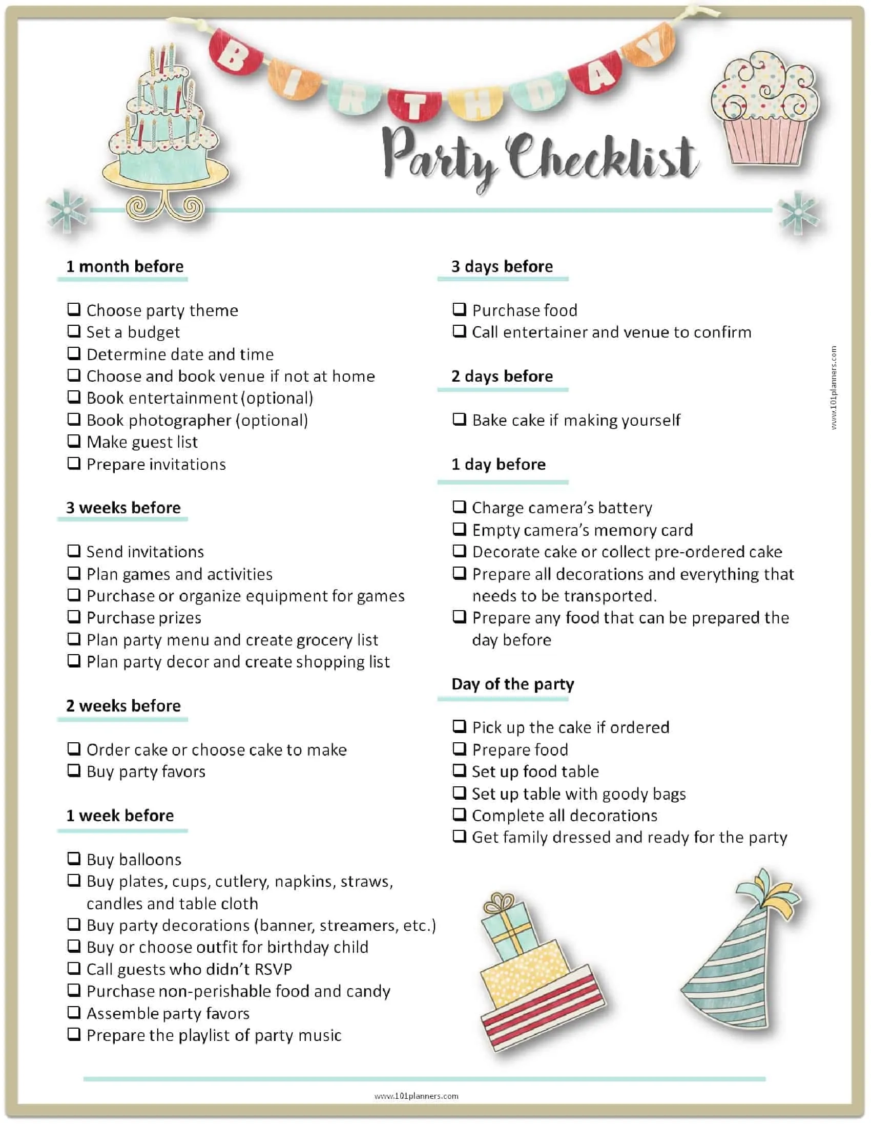 Party Planning List Printable