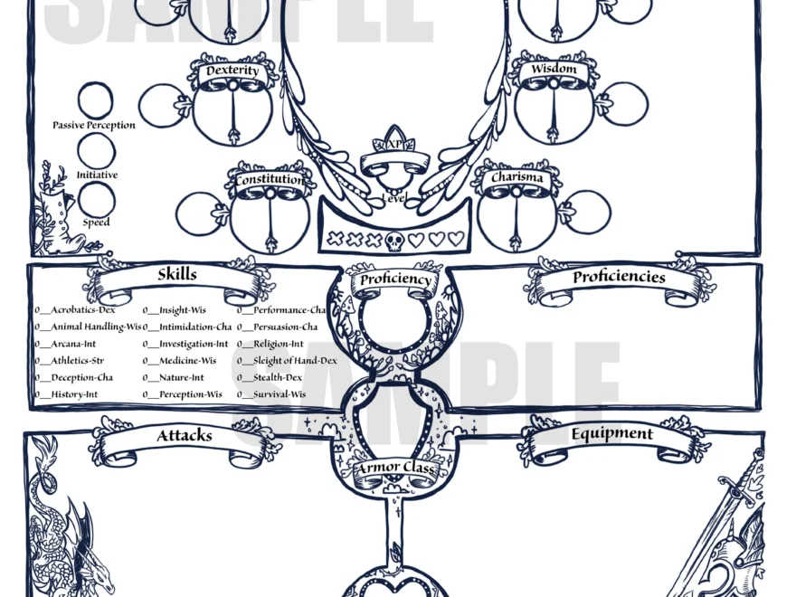 PDF Printable Dungeons Dragons 5th Ed Character Sheet Bundle Etsy