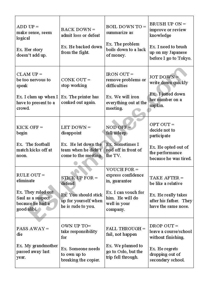 Phrasal Verb Balderdash ESL Worksheet By Martusia5891 Phrasal Verb Balderdash ESL Worksheet By Martusia5891