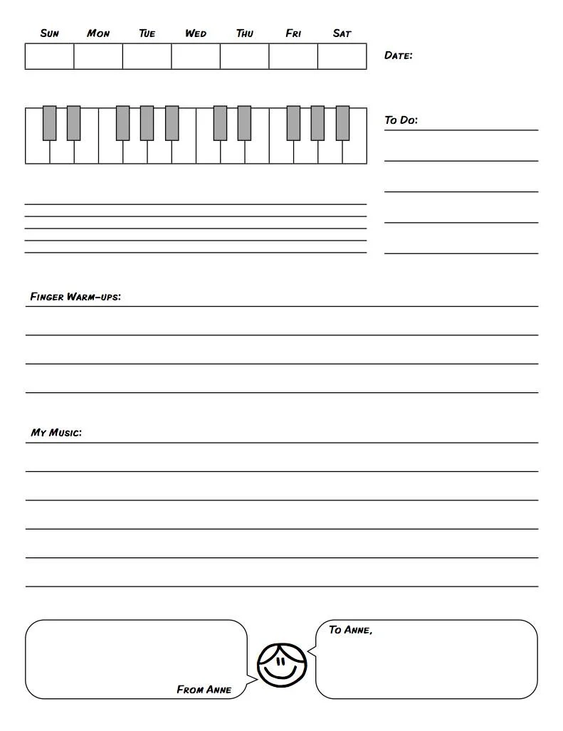 Piano Assignment Sheets Ashley Danyew