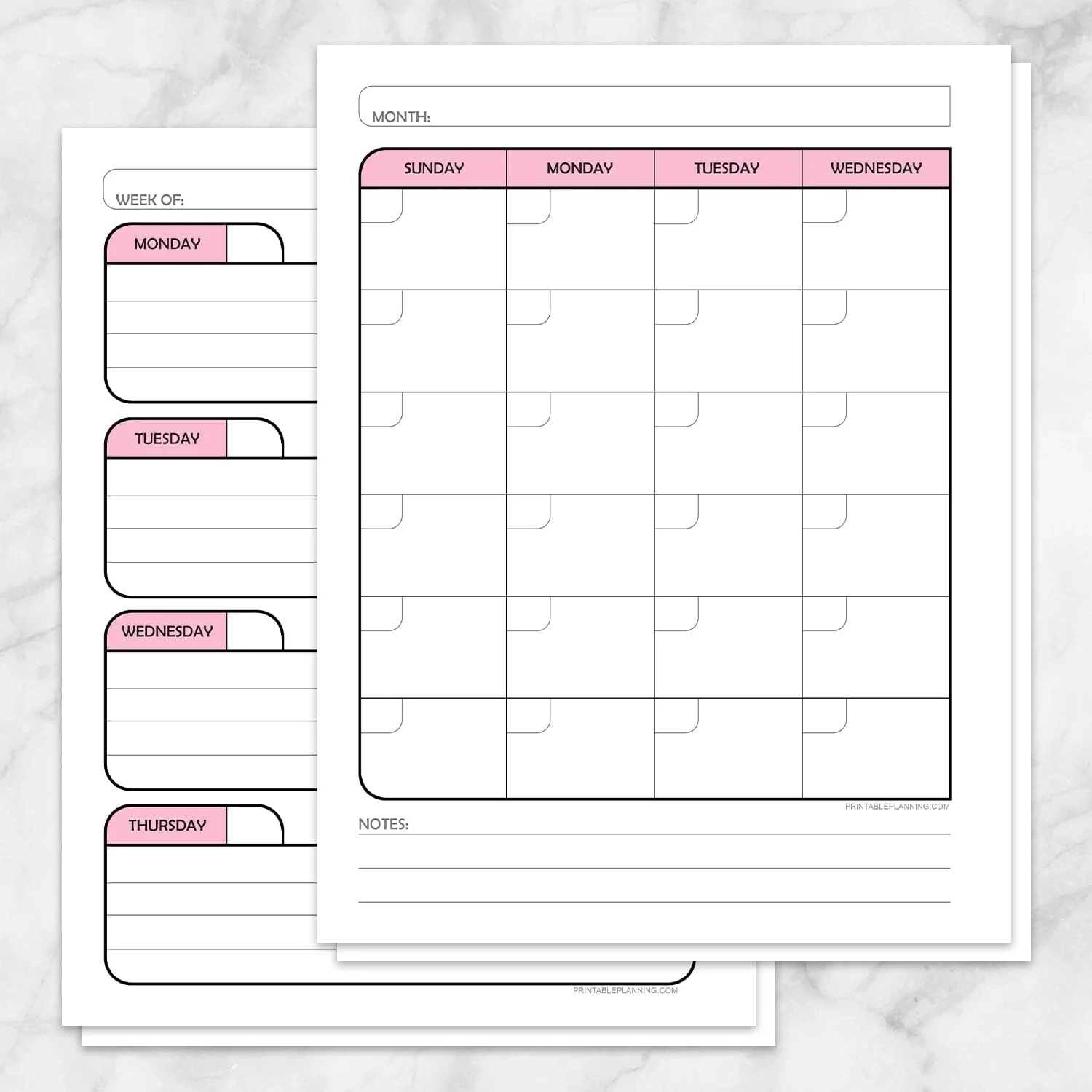 Pink Monthly And Weekly Calendar Planner Pages Printable Pink Monthly And Weekly Calendar Planner Pages Printable