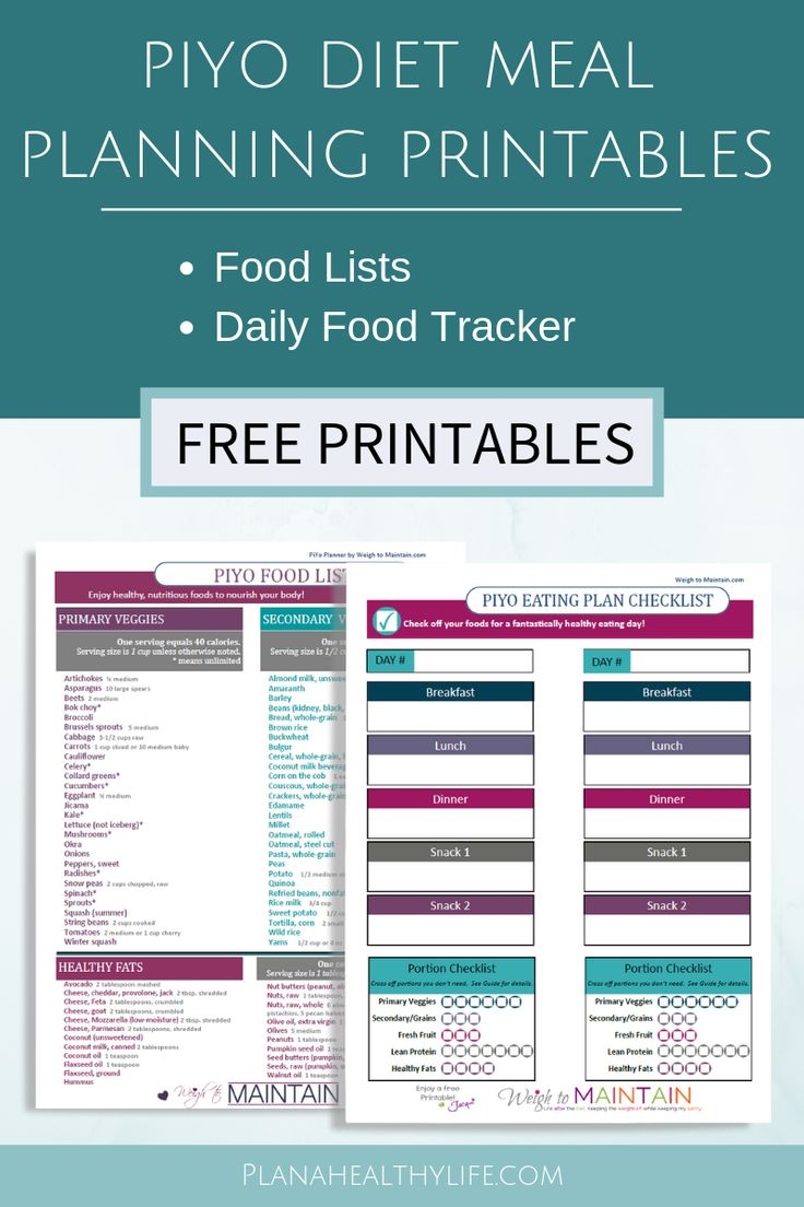 PiYo Diet Free Food List And Daily Tracker Printables PLAN A 