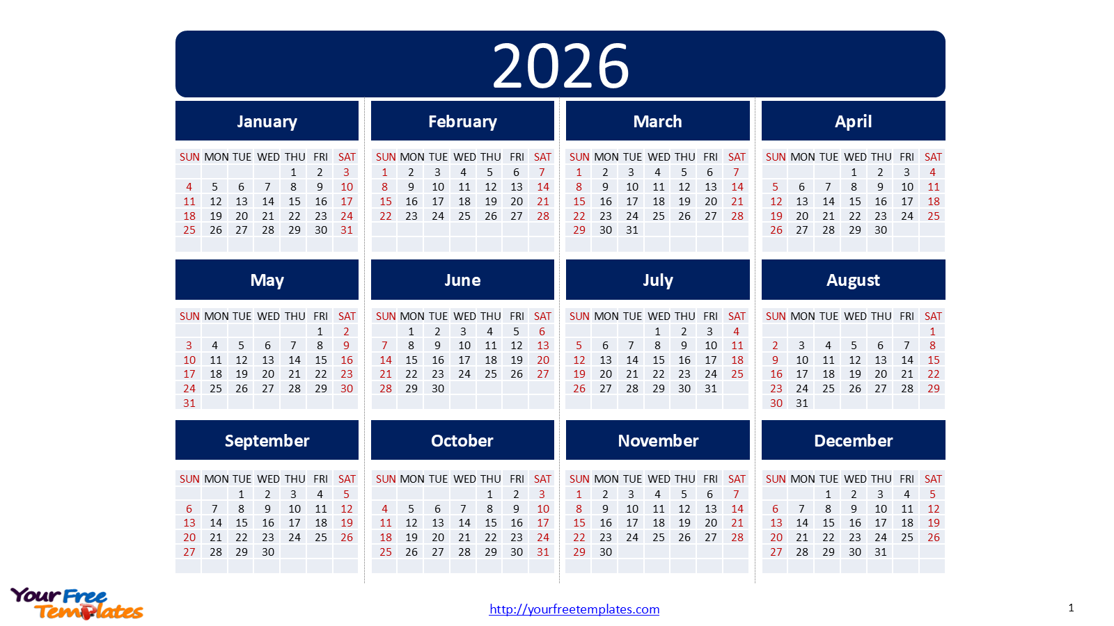 Plan Ahead With The 2026 Calendar Printable Free PowerPoint Template Plan Ahead With The 2026 Calendar Printable Free PowerPoint Template