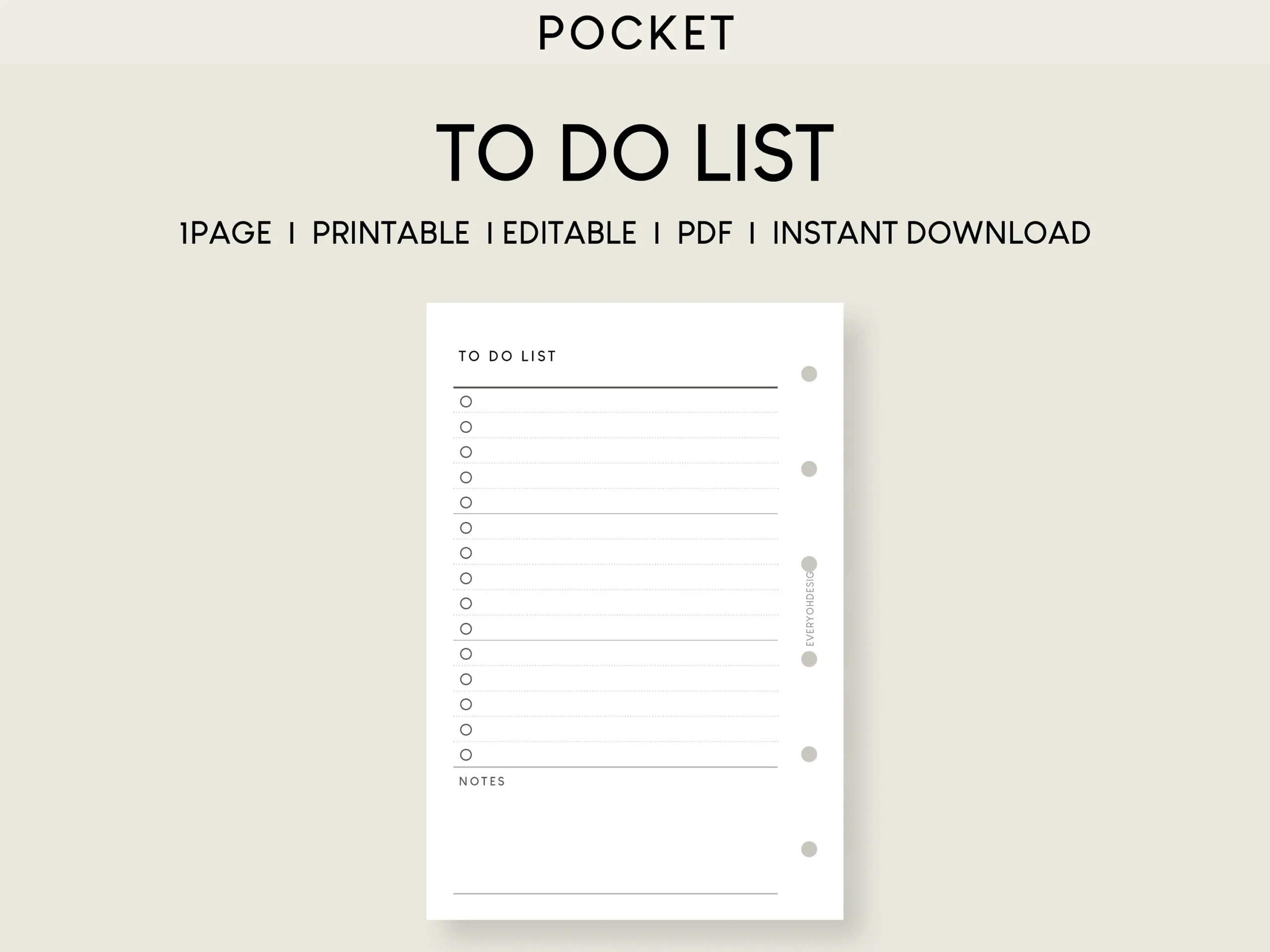 Pocket To do List Printable Inserts Editable To Do List Template 