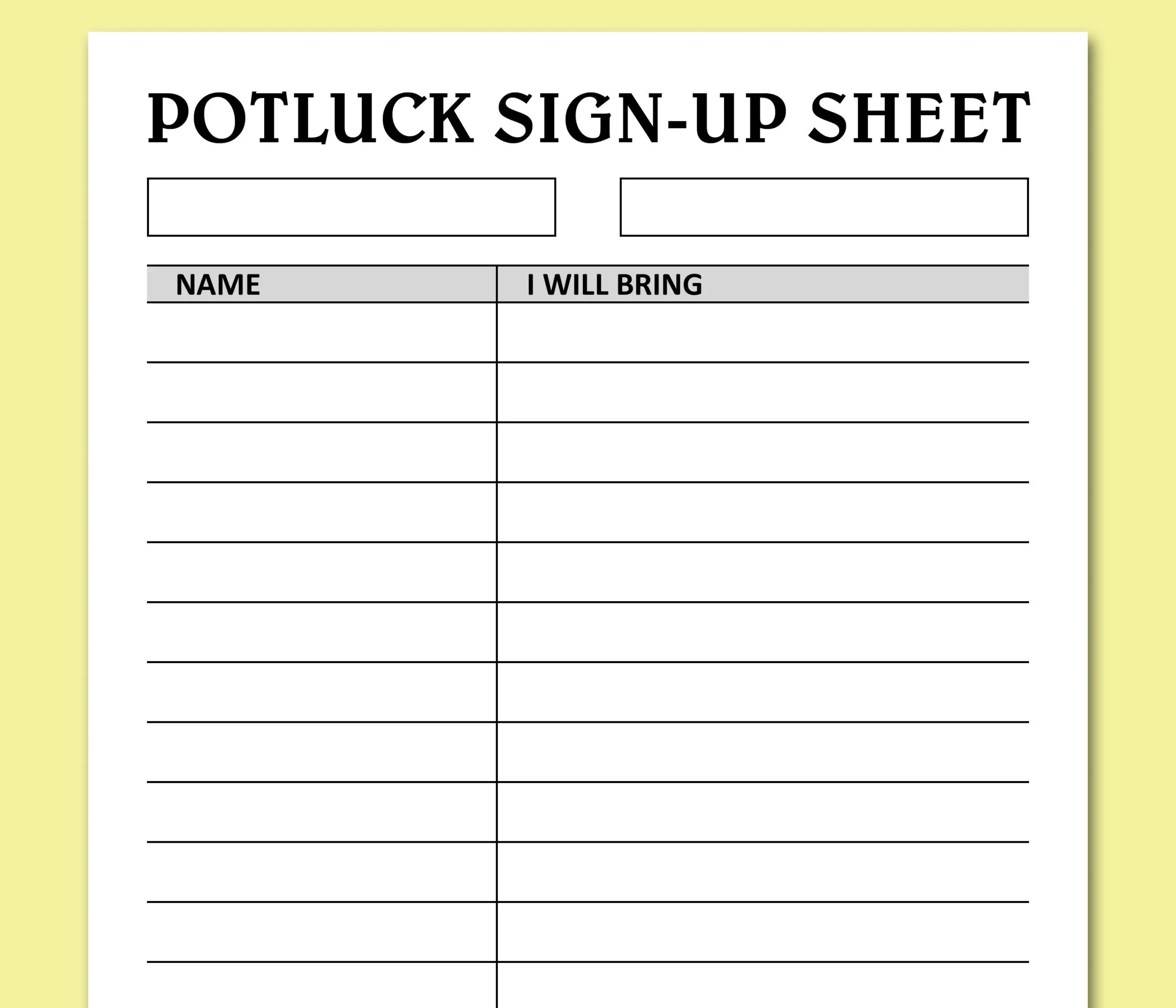 Potluck Sign Up Sheet Feiertage Events Potluck Brunch Dinner 