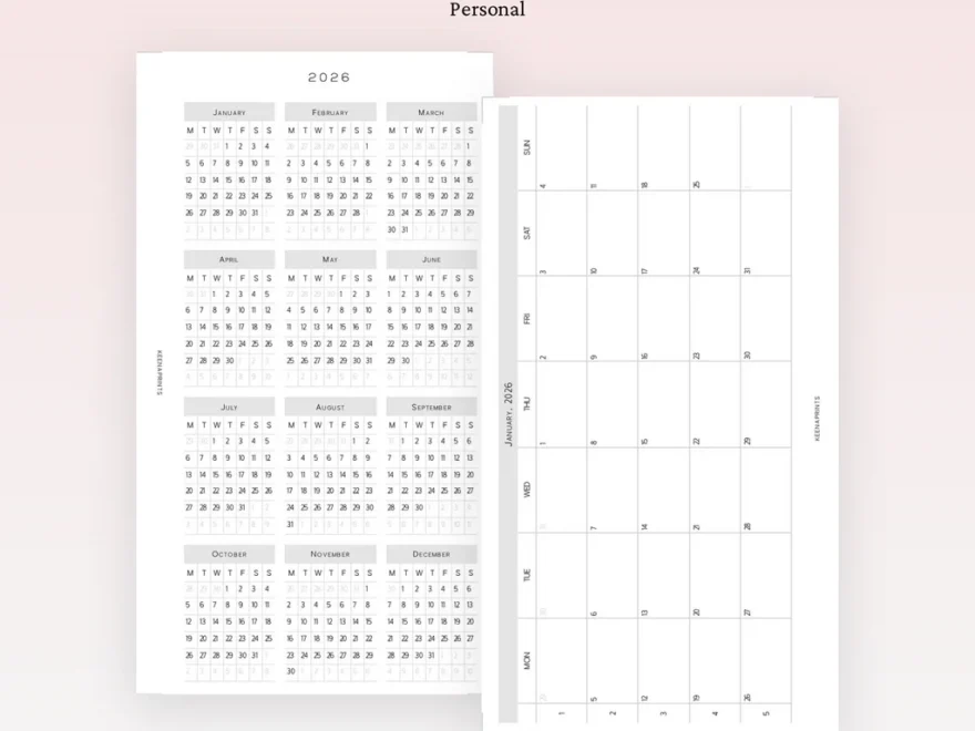 PP195 2026 MONTHLY WEEKLY AND DAILY TRACKER PLANNER PRINTABLE INSERT