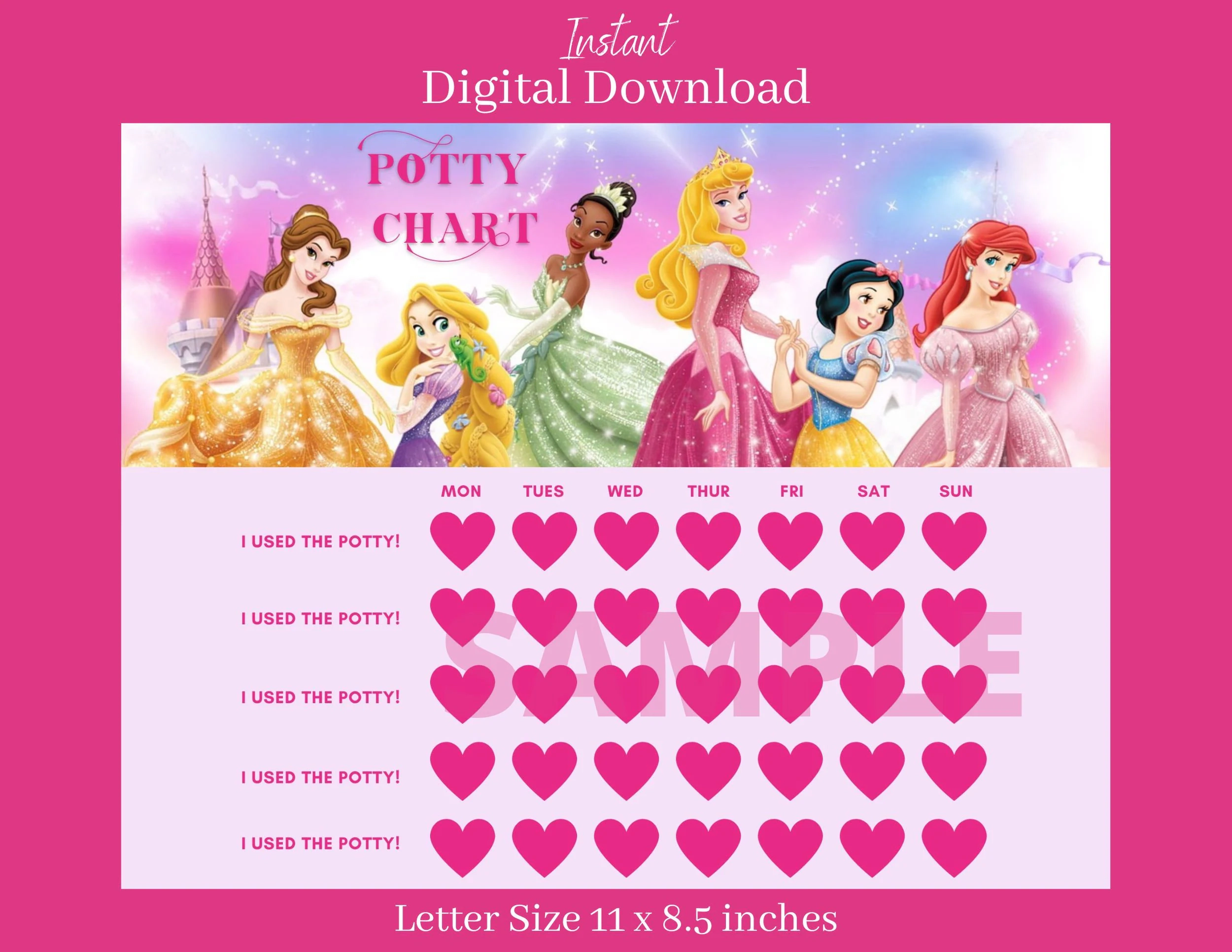 Printable Princess Potty Chart Printable Princess Potty Chart