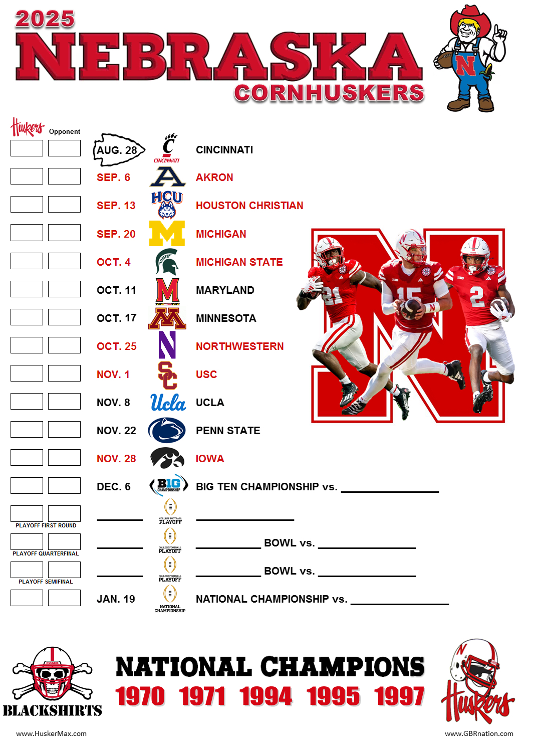 Printable 2025 Nebraska Football Schedule HuskerMax Printable 2025 Nebraska Football Schedule HuskerMax