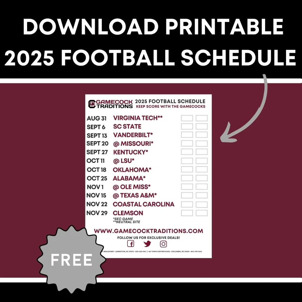 Printable 2025 South Carolina Football Schedule Gamecock Traditions