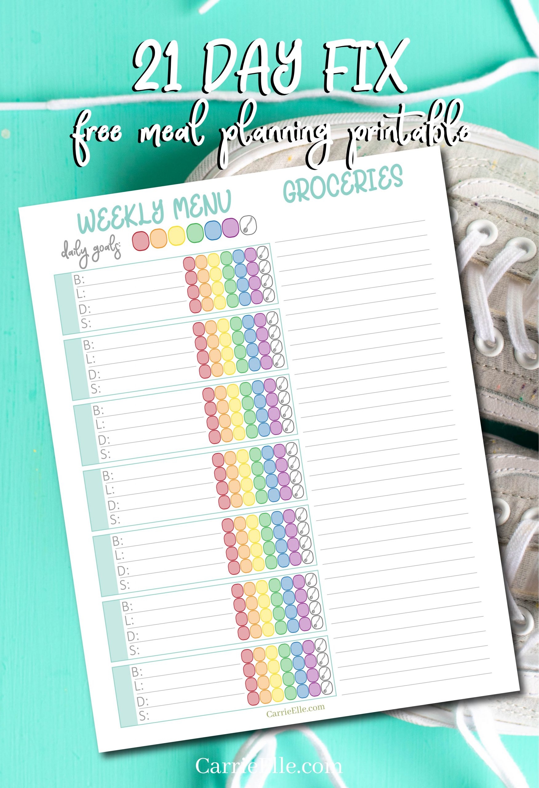 Printable 21 Day Fix Weekly Meal Planner Carrie Elle Printable 21 Day Fix Weekly Meal Planner Carrie Elle