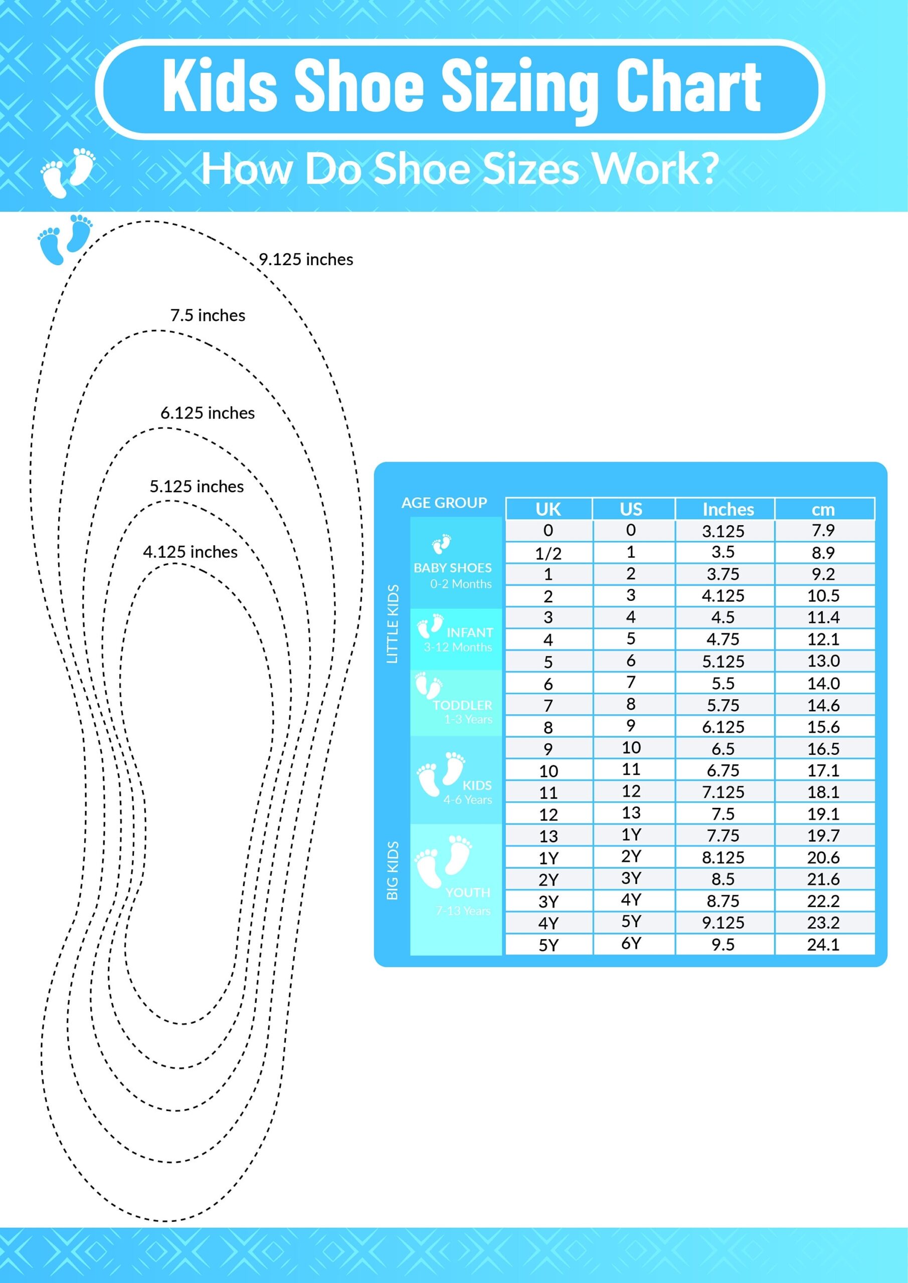 Childrens Printable Shoe Size Chart Usa Childrens Printable Shoe Size Chart Usa