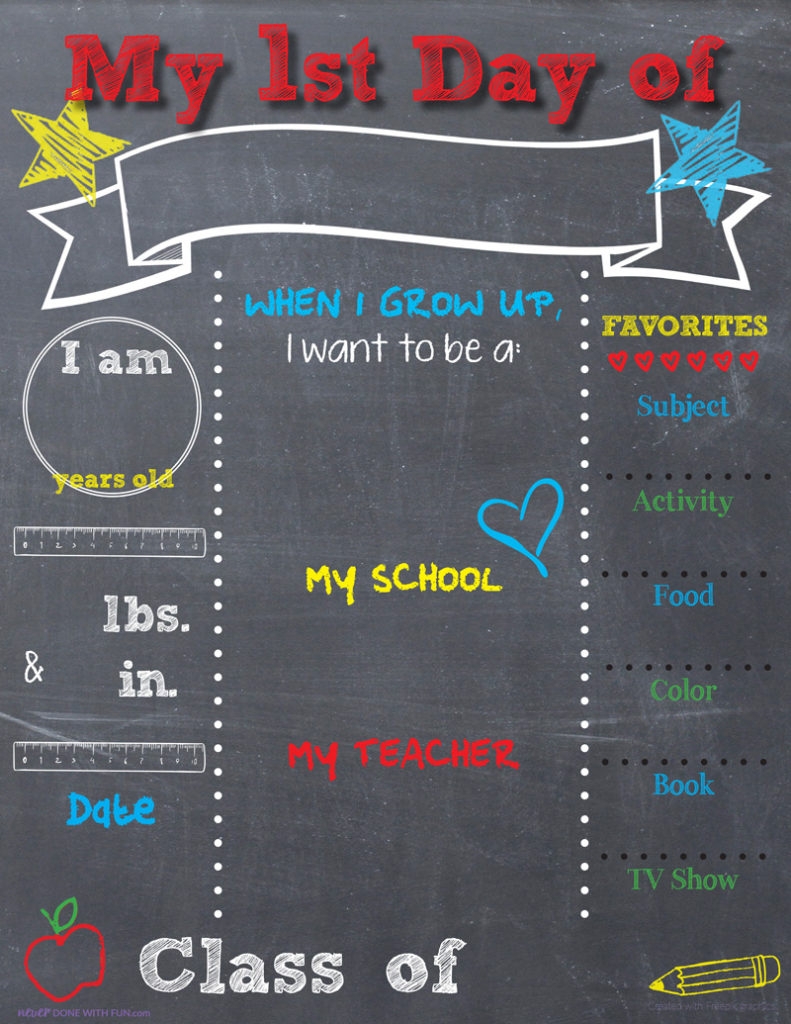 Printable Back to School Chalkboard Sign NeverDoneWithFun Printable Back to School Chalkboard Sign NeverDoneWithFun