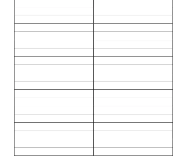 Printable Blank 2 Column Chart Template FREE Tables PDF