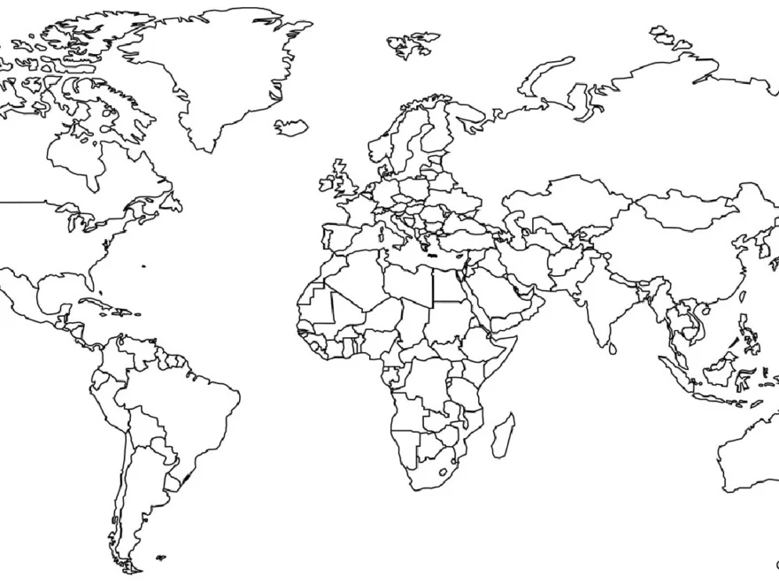 Printable Blank World Map Outline Countries Image PDF