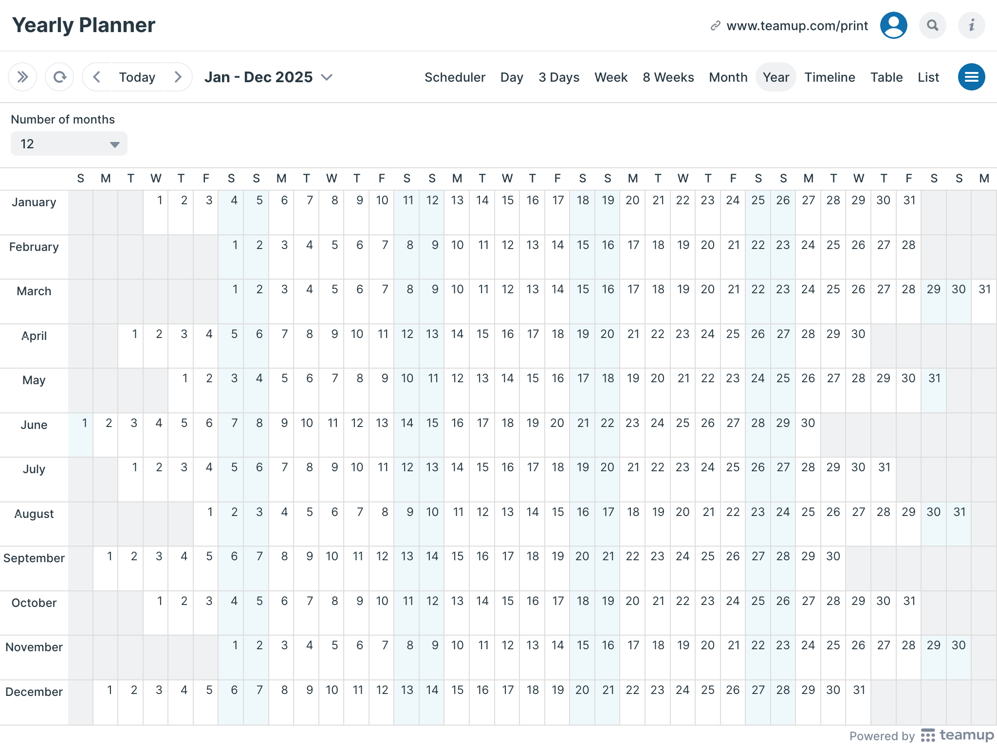 Split Printable Annual Planner