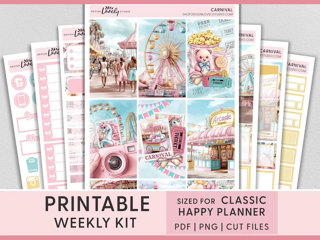 Printable Carnival Planner Stickers Summer Fair Weekly Kit For 