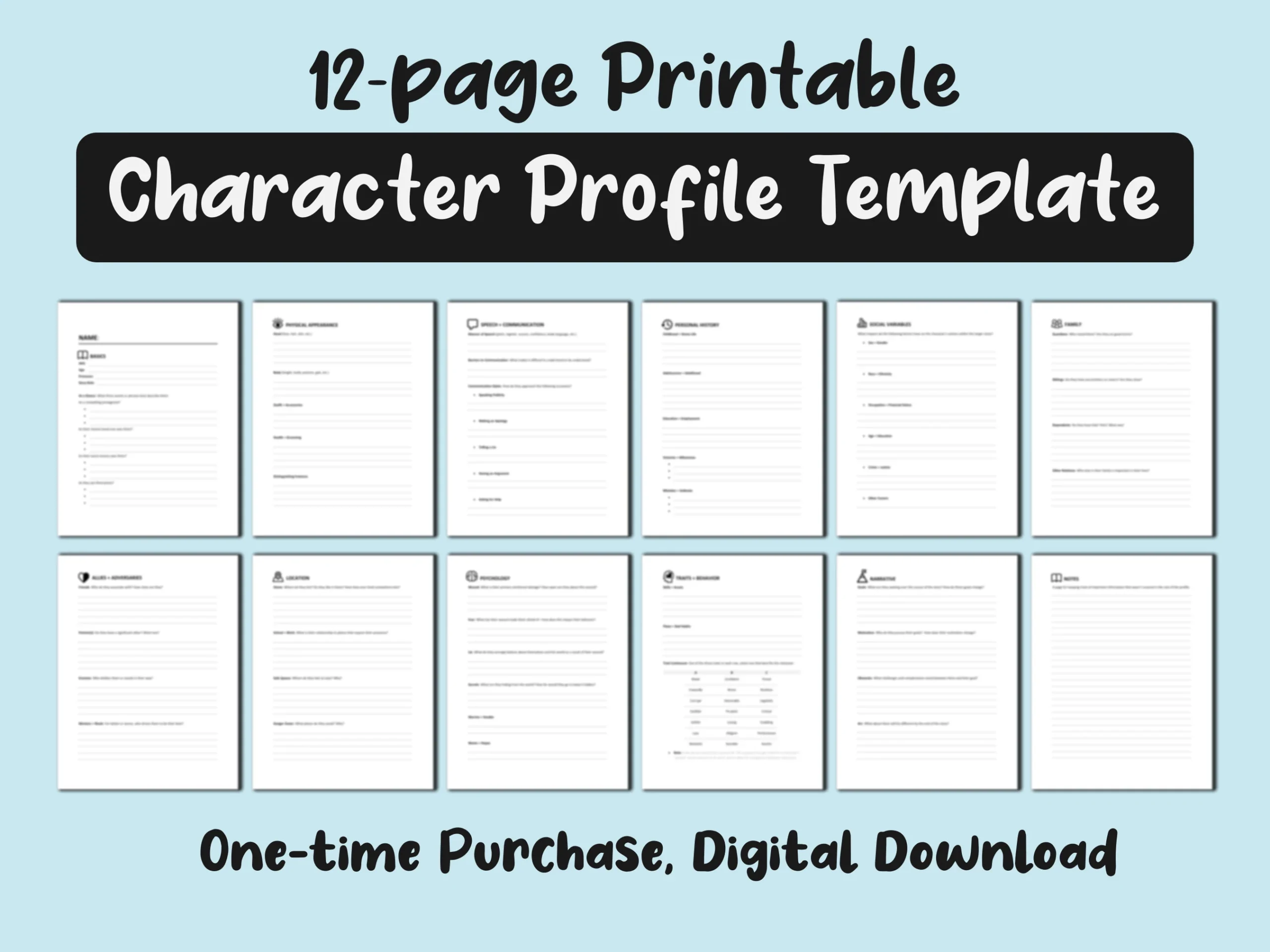 Printable Character Profile Sheet Printable Character Profile Sheet