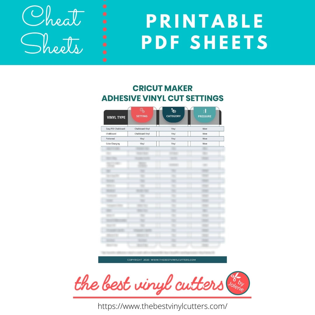 Printable Cheat Sheets For Cricut Maker Adhesive Vinyl Cut 