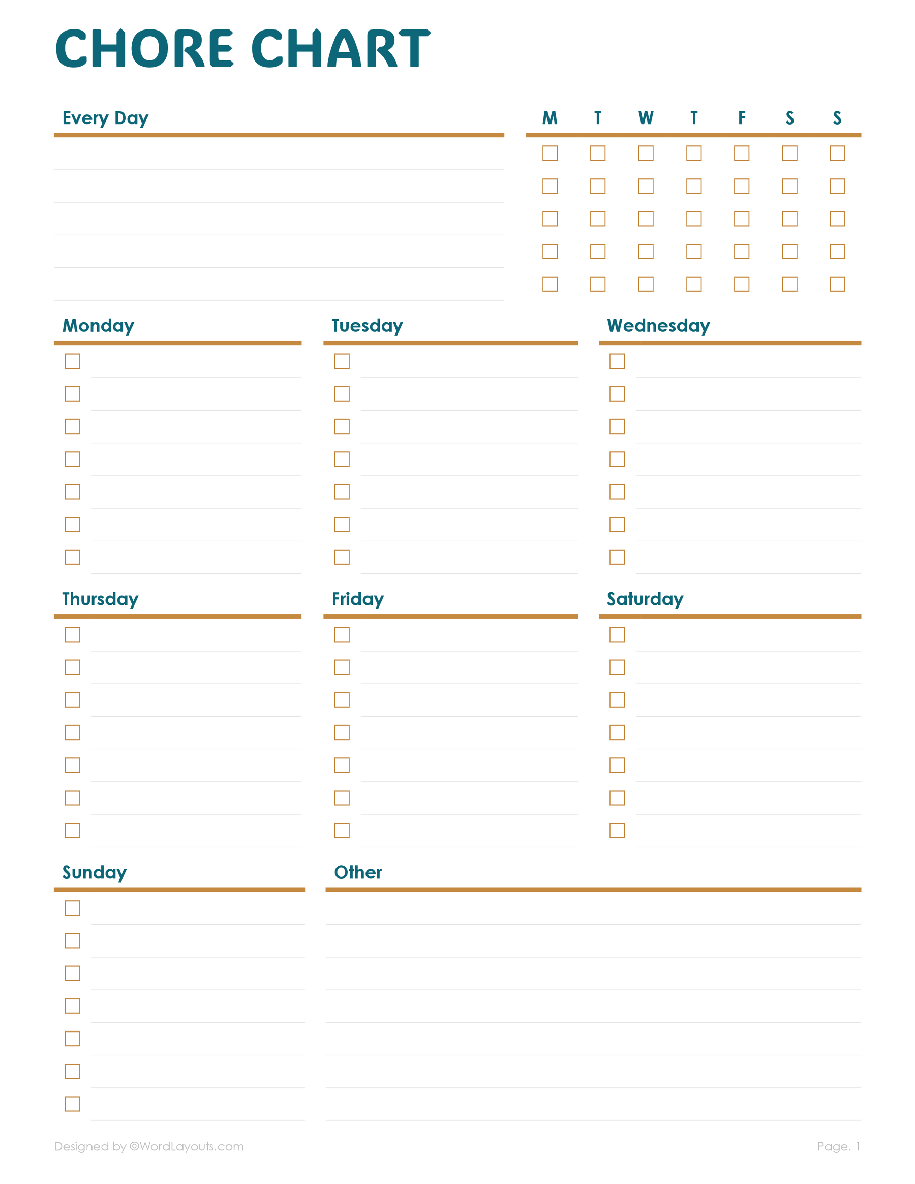 Printable Chore Chart Template For Adults WordLayouts Printable Chore Chart Template For Adults WordLayouts